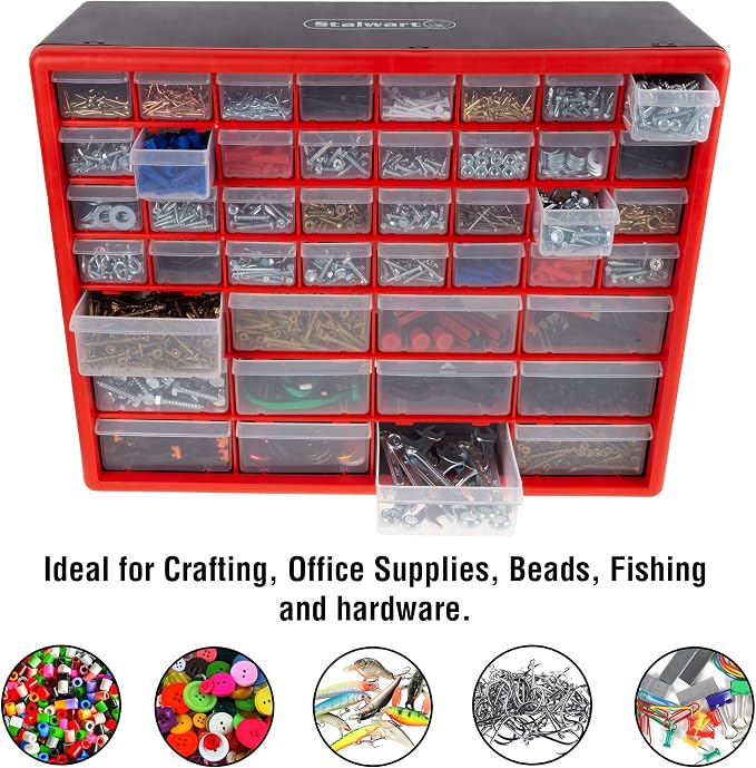 Storage Drawers-44 Compartment Organizer Desktop or Wall Mountable Container for Hardware, Parts, Craft Supplies, Beads, Jewelry, and More by Stalwart - Image 6