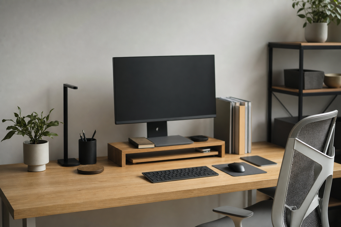 Unbranded practical sequence scene featuring practical desk setup