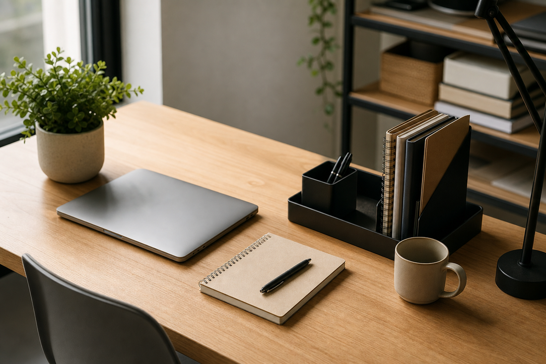 Unbranded practical sequence scene featuring practical desk setup