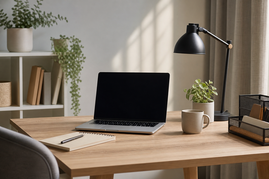 Unbranded practical sequence scene featuring practical desk setup