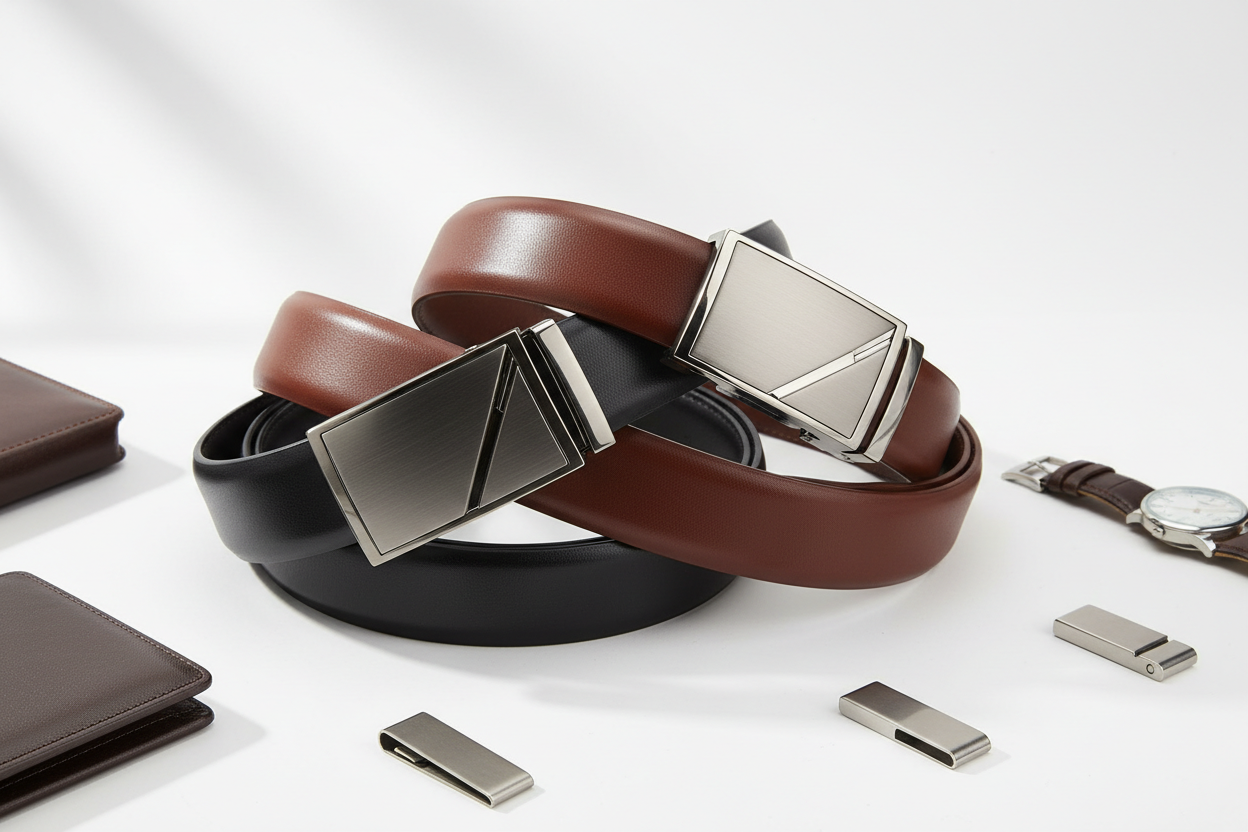 Premium leather ratchet belts for men, adjustable trim-to-fit Zitahli genuine leather belts for dress and casual wear