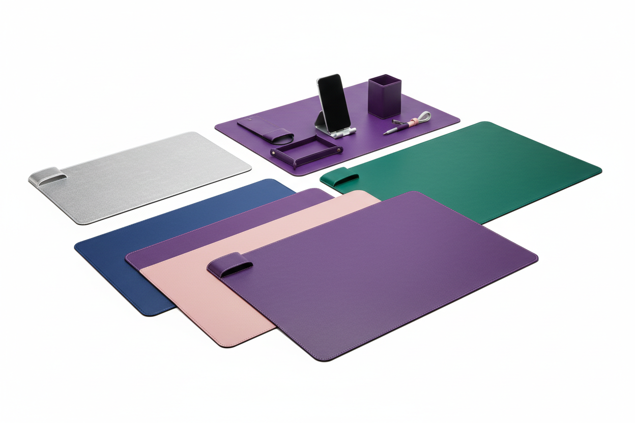 Premium PU leather desk pads, waterproof desk mats, and large mouse pads by YSAGi in multiple colors and sizes