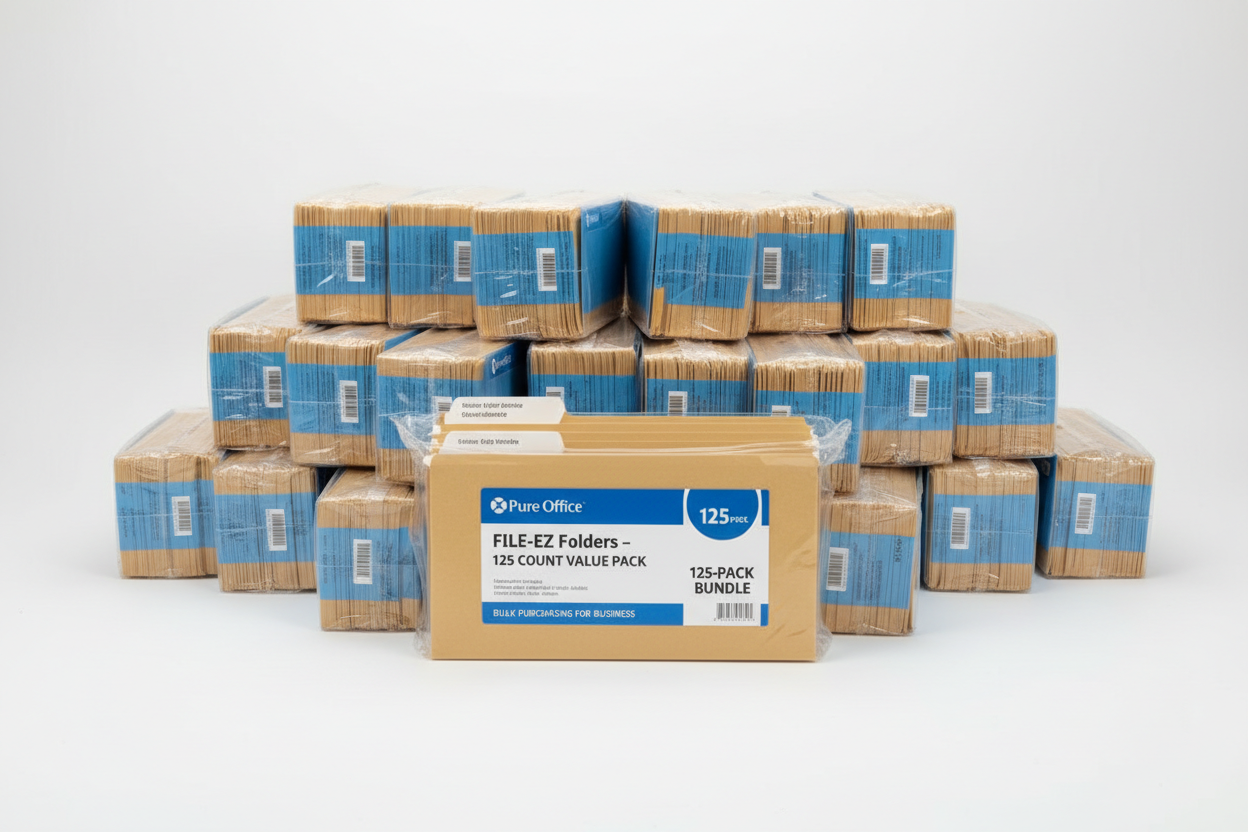 Bulk office supplies 125-pack FILE-EZ folders and bundles at wholesale prices for businesses and schools