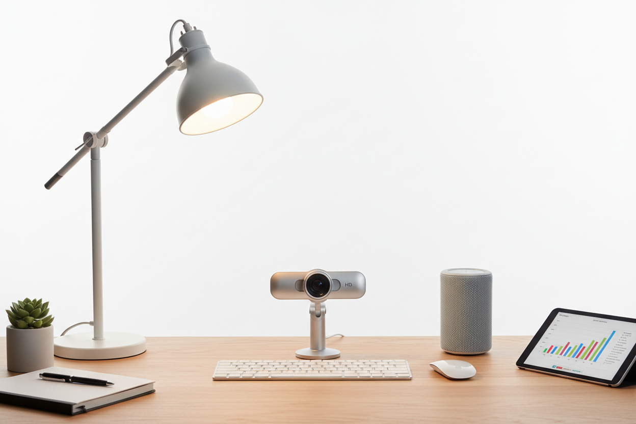 Online learning and education tech essentials including HD webcams, speakers, headsets for students and teachers