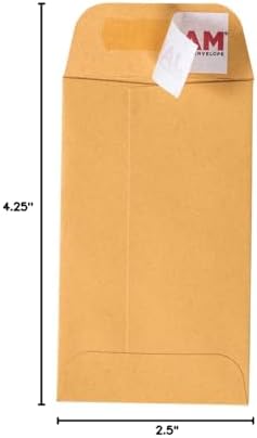 JAM PAPER #3 Coin Business Commercial Envelopes with Peel and Seal Closure - 2 1/2 x 4 1/4 - Brown Kraft Manila - Bulk 500/Carton - Image 6