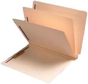 Manila Classification Folders - 14pt, 2 Dividers, 6 Top Fasteners, 2" Expansion, 1/2"W Reinforced End Tab, Box of 15 by Colortrieve
