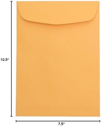 JAM PAPER 7 1/2 x 10 1/2 Open End Catalog Envelopes - Brown Kraft Manila - 100/Pack - Image 3