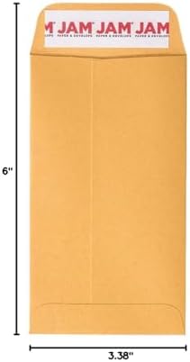 JAM PAPER #6 Coin Business Envelopes with Peel and Seal Closure - 3 3/8 x 6 - Brown Kraft Manila - Bulk 500/Carton - Image 6