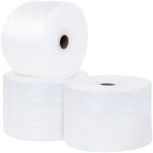 The Boxery 12 inch x 175 feet Bubble Roll, Small Bubble 3/16 inch Cushioning Wrap, Perforated Every 12 inch for Packing Moving Shipping Supplies, 3 Rolls, 525 ft Total by TheBoxery