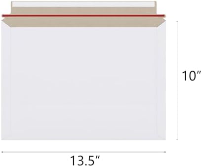 zmybcpack 100 Pack 10x13.5 inch Rigid Mailer Self Seal Photo Document Mailers Stay Flat White Cardboard Envelopes White Photography Mailers for Papers,Photos, Document - Image 2
