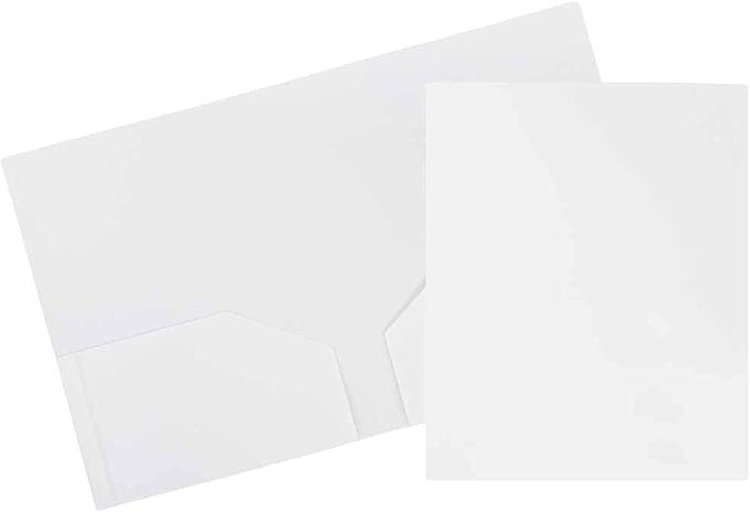 JAM PAPER Heavy Duty Plastic 2 Pocket Extra Tough School Folders - White - 6/Pack by JAMPaper