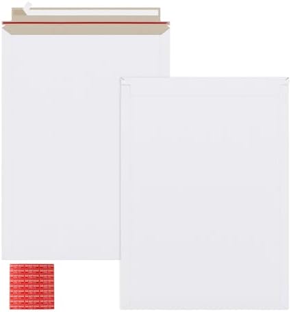 zmybcpack 25 Pack 13x18 inch Large Rigid Mailer Self Seal Photo Document Mailers, Stay Flat White Cardboard Envelopes White Photography Mailers for CD, Photos, Document by zmybcpack