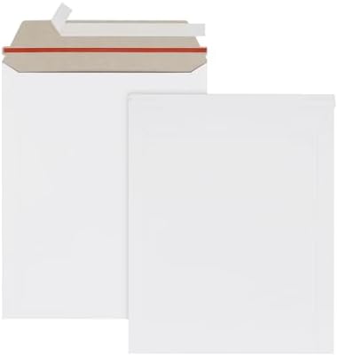 zmybcpack 100 Pack 7x9 inch Rigid Mailer Self Seal Photo Document Mailers, Stay Flat White Cardboard Shipping Envelopes White Photography Mailers for CD, Photos, Document by zmybcpack