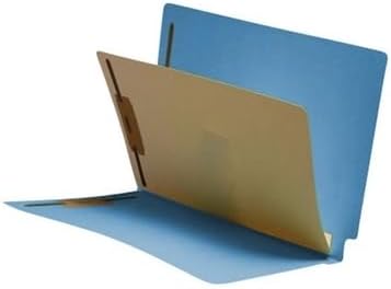 Blue Classification Folders - 11pt, 1 Divider, 4 Top Fasteners, 3/4" Expansion, End Tab, Box of 40 by Colortrieve