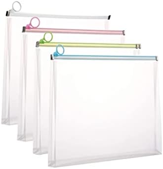 9x12 Clear Zip Plastic Envelopes File Document Paper Holder 4 Pack by YESSART