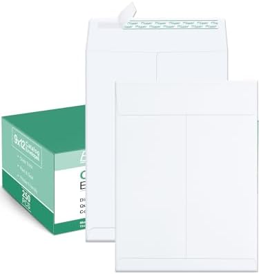 Eupako Catalog Mailing Envelopes 9x12 White Envelopes Self Seal 250 Pack for Organizing and Storage by Eupako