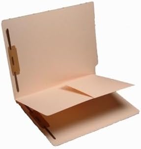 Manila Classification Folders - 11pt, 2 Top Fasteners & 1 Divider w/Pocket, 1/2"W Reinforced End Tab, Box of 40 by Colortrieve