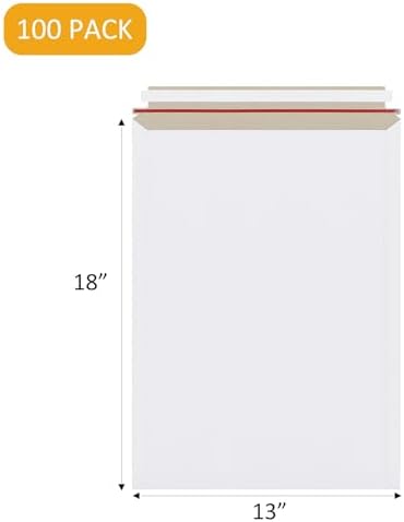 zmybcpack 25 Pack 13x18 inch Large Rigid Mailer Self Seal Photo Document Mailers, Stay Flat White Cardboard Envelopes White Photography Mailers for CD, Photos, Document - Image 2