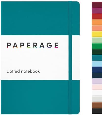 PAPERAGE Dotted Journal Notebook, (Turquoise), 160 Pages, Medium 5.6 in x 8 in - 100 GSM Thick Paper – Hardcover Journaling Notebook for Work, School & Bullet Journaling by PAPERAGE