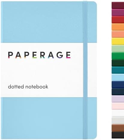 PAPERAGE Dotted Journal Notebook, (Light Blue), 160 Pages, Medium 5.6 in x 8 in - 100 GSM Thick Paper – Hardcover Journaling Notebook for Work, School & Bullet Journaling by PAPERAGE
