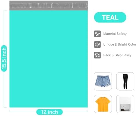 Metronic Poly Mailers 12x15.5 100 Pack Thick Self-Seal Shipping Bags, Teal - Image 4