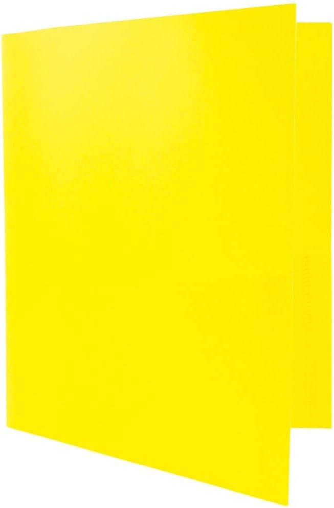 JAM PAPER Plastic Color Pop Folders - 2 Pocket Durable Folders with Metal Prongs Fastener Clasps - Yellow - 3/Pack - Image 3