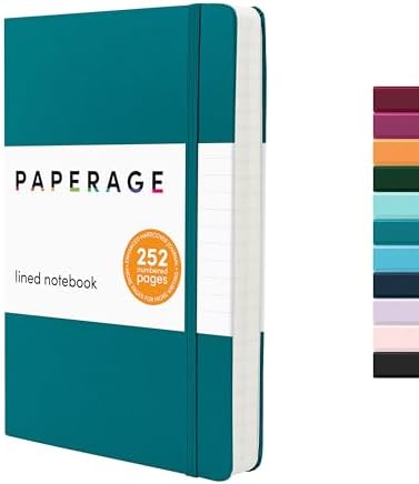 PAPERAGE Lined Journal Notebook, Hardcover Journal for Women & Men, 252 Pages, (5.6 in x 8 in), College Ruled Journaling Notebook for Work, School Supplies & Note Taking, (Turquoise) by PAPERAGE