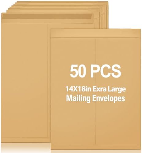 Motipuns 50 Pcs 14'' x 18'' Large Mailing Envelopes 32lb with Gummed Flaps by Motipuns
