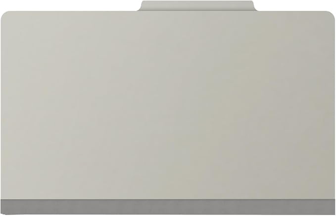 25 Pt. Pressboard Classification Folders, 2/5 Cut ROC Top Tab, Legal Size, 2 Dividers, Light Gray (Box of 10) - Image 3