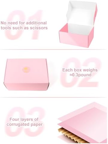 Shipping Boxes 9x6x4 Inch, Set of 30, Cute Pink Corrugated Cardboard Boxes, Mailer Packaging Boxes for Small Business Gift Literature Shipping - Image 4