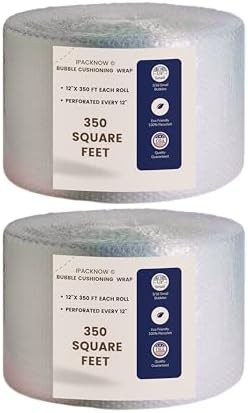 Bubble Cushion Wrap Roll 12 Inch x 700 Feet Total 3/16 Small Bubbles Perforated Every 12" for Packaging Moving Shipping Boxes Supplies by IPACKNOW