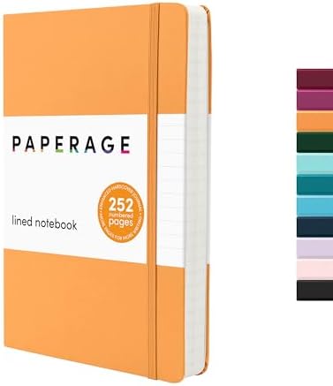 PAPERAGE Lined Journal Notebook, Hardcover Journal for Women & Men, 252 Pages, (5.6 in x 8 in), College Ruled Journaling Notebook for Work, School Supplies & Note Taking, (Marigold) by PAPERAGE