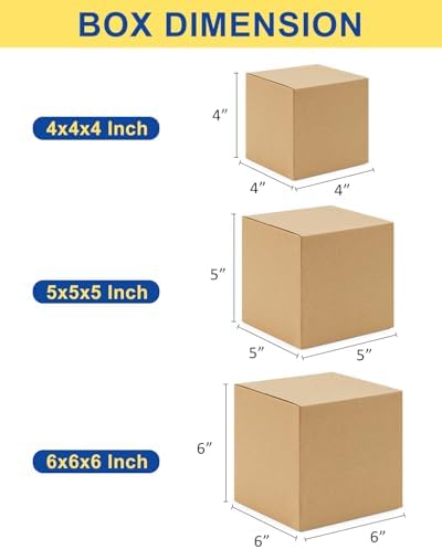 Assorted-Sizes-Shipping-Boxes-45-Pack: 4x4x4 & 5x5x5 & 6x6x6 Small-Shipping-Boxes-Mailers, Brown Corrugated-Cardboard-Boxes-for-Packing-Small-Business Mailing - Image 2
