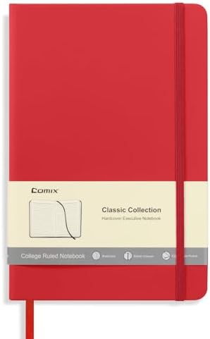 Comix Lined Journal Notebook for Women Men, Journaling Notebooks for Office School Home, 240 Pages, 5.5" x 8.3", College Ruled, A5, Hardcover, Red by Comix