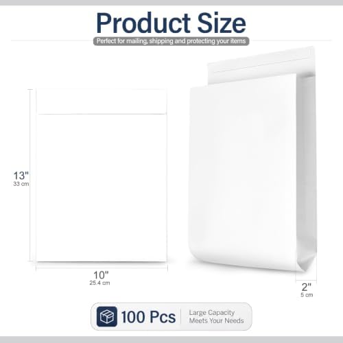 100 Pack Expandable Catalog Manilla Envelopes 10x13 Large White - Image 2
