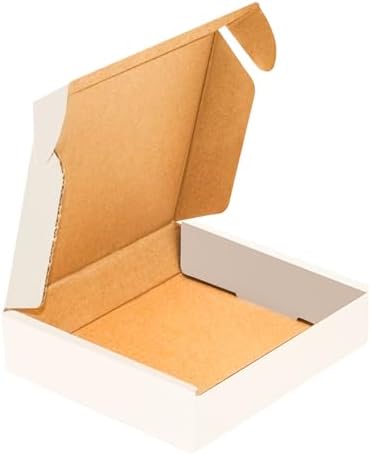 50 pack Small Shipping Box,4x4x1''Corrugated Mailer, Cardboard Box, White by YUNSY-BOX