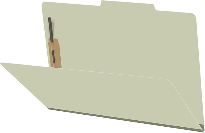 25 Pt. Pressboard Classification Folders, 2/5 Cut ROC Top Tab, Legal Size, No Dividers, Light Green (Box of 25) by Ecom+Folders