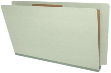 Ecom Folders Top Tab Pressboard Classification Folders | Legal Size 25 Pt Stock with 1 Divider | 2/5 Cut ROC Tab for Medical & Office Filing | 4 Filing Sections | Light Green, Box of 10 by Ecom+Folders