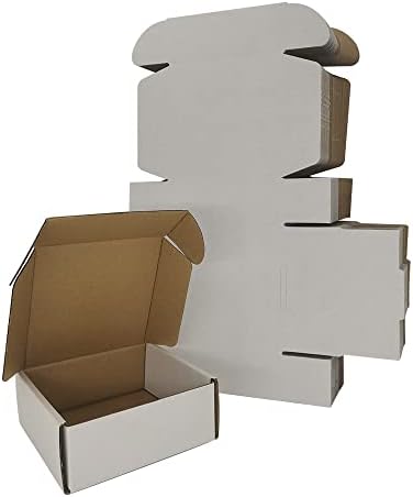 50 Pack 5x5x2'' Small Shipping Boxes, White Corrugated Cardboard Literature Mailers, Mailing Packaging Supplies for Small Business (W552-50) by Rnisda