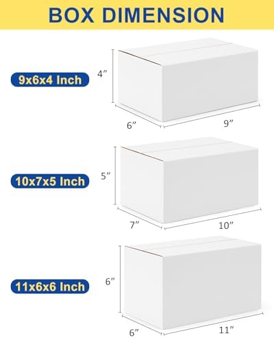 Assorted-Sizes-Shipping-Boxes-45-Pack: 9x6x4 & 10x7x5 & 11x6x6 Small-Shipping-Boxes-Mailers, White-Boxes, Corrugated-Cardboard-Boxes-for-Packing-Small-Business Mailing - Image 3