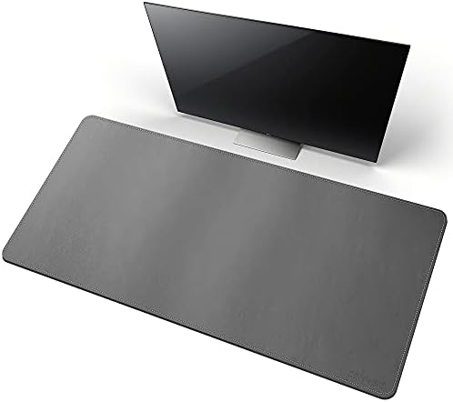 CENNBIE Leather Desk Mat,39.3x19.6 Desk Pad Blotter Protector (Grey) by CENNBIE