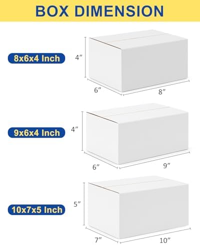 Assorted-Sizes-Shipping-Boxes-45-Pack: 8x6x4 & 9x6x4 & 10x7x5 Small-Shipping-Boxes-Mailers, White Corrugated-Cardboard-Boxes-for-Packing-Small-Business Mailing - Image 3