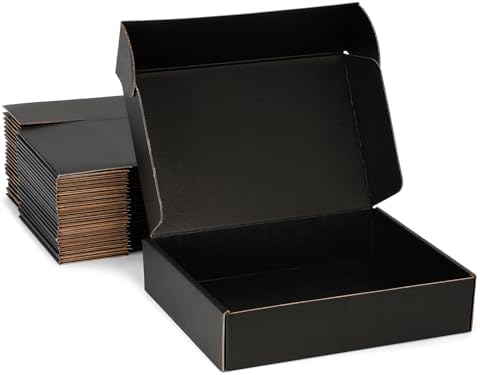 Black Shipping Boxes 13x10x2 Inches, 20 Pack by DUZCLI