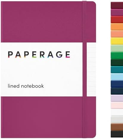 PAPERAGE Lined Journal Notebook, Hardcover Journal for Women & Men, 160 Pages, (5.6 in x 8 in), College Ruled Journaling Notebook for Work, School Supplies & Note Taking, (Raspberry) by PAPERAGE