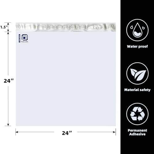 POLYSELLS 100 pcs 24x24 Inches White (Silver inside) Poly Mailers Shipping Envelopes, Strong Adhesive Sealing, Waterproof, and Tear-resistant Postal Mailing Bags for Clothing, Books, and Accessories - Image 2