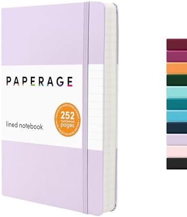 PAPERAGE Lined Journal Notebook, Hardcover Journal for Women & Men, 252 Pages, (5.6 in x 8 in), College Ruled Journaling Notebook for Work, School Supplies & Note Taking, (Lavender) by PAPERAGE
