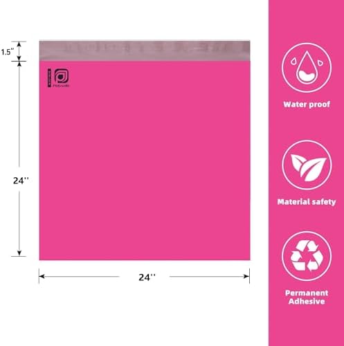 POLYSELLS 100 pcs 24x24 Inches Pink Poly Mailers Shipping Envelopes, Strong Adhesive Sealing, Waterproof, and Tear-resistant Postal Mailing Bags for Clothing, Books, and Accessories - Image 2