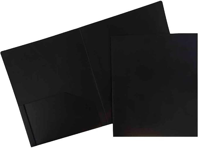 JAM PAPER Heavy Duty Plastic 2 Pocket Extra Tough School Folders - Black - 12/Pack by JAMPaper