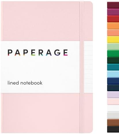 PAPERAGE Lined Journal Notebook, Hardcover Journal for Women & Men, 160 Pages, (5.6 in x 8 in), College Ruled Journaling Notebook for Work, School Supplies & Note Taking, (Blush) by PAPERAGE