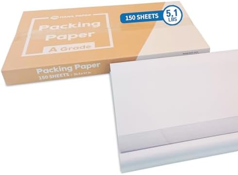 HANA PAPER 30.5" x 17" Large Size (150 sheets, 5.5lb) Packing Paper Sheets for Moving, A grade of Newsprint paper for wrapping, storage, shipping. Box packaged. Ideal for wrap dish, glassware. by HANAPAPER